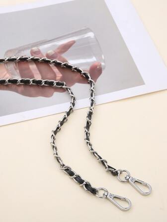 11mm DIYブラックパースハンドル、金属製肩紐クロスボディバッグチェーンストラップ、耐久性のあるバッグストラップ、バッグのアクセサリー交換アクセサリー、初心者やホワイトカラーの労働者にふさわしいオシャレで丈夫。