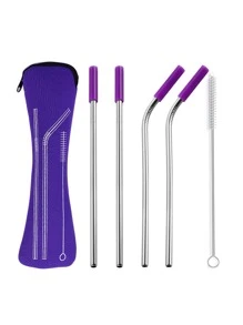 5 piezas pajita de color al azar de acero inoxidable - Multicolor - Ver 1