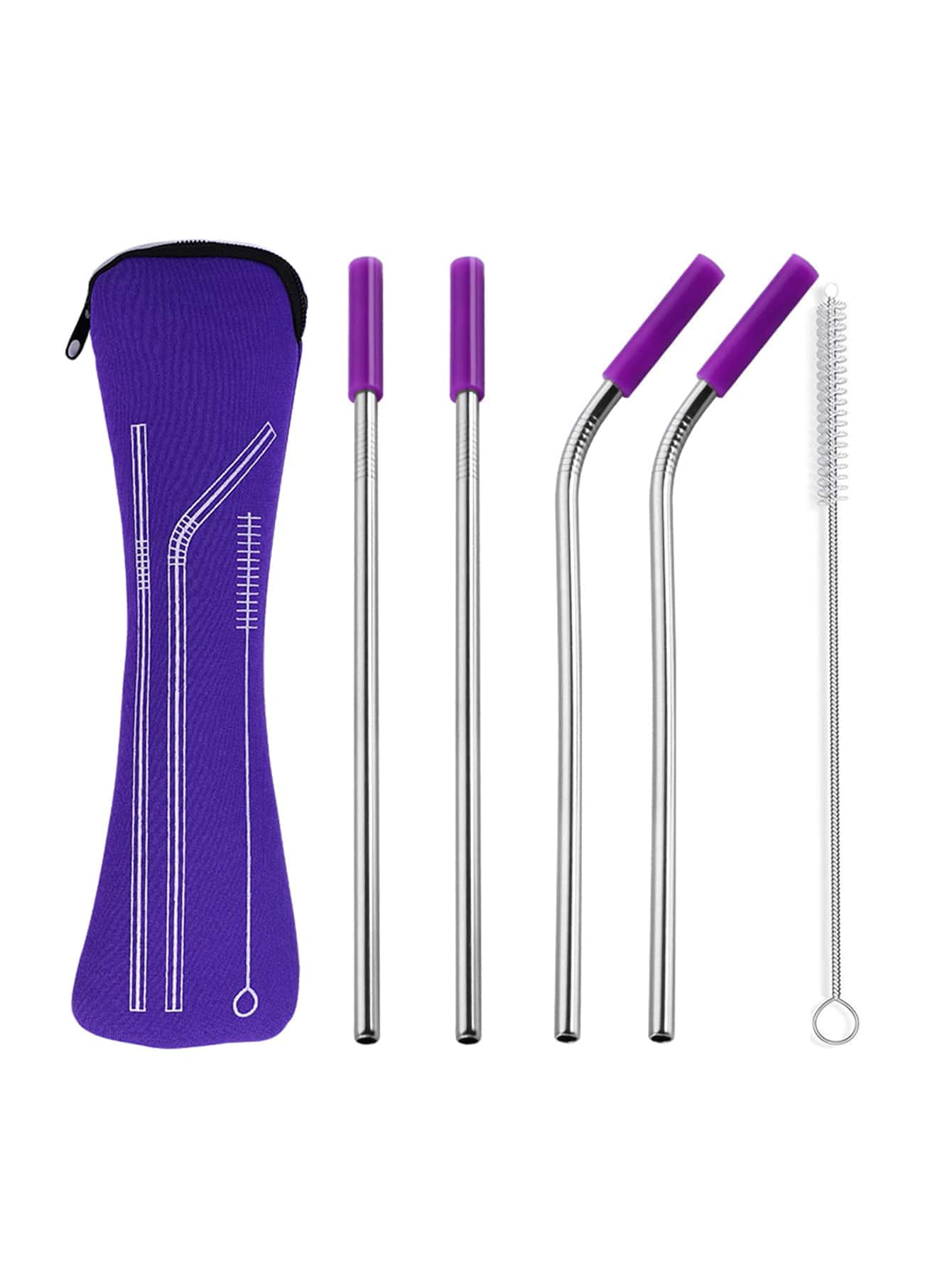 5 piezas pajita de color al azar de acero inoxidable - Multicolor - Ver 1