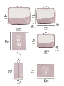 6pcs Travel Packing Bag Set - Pink - View 3