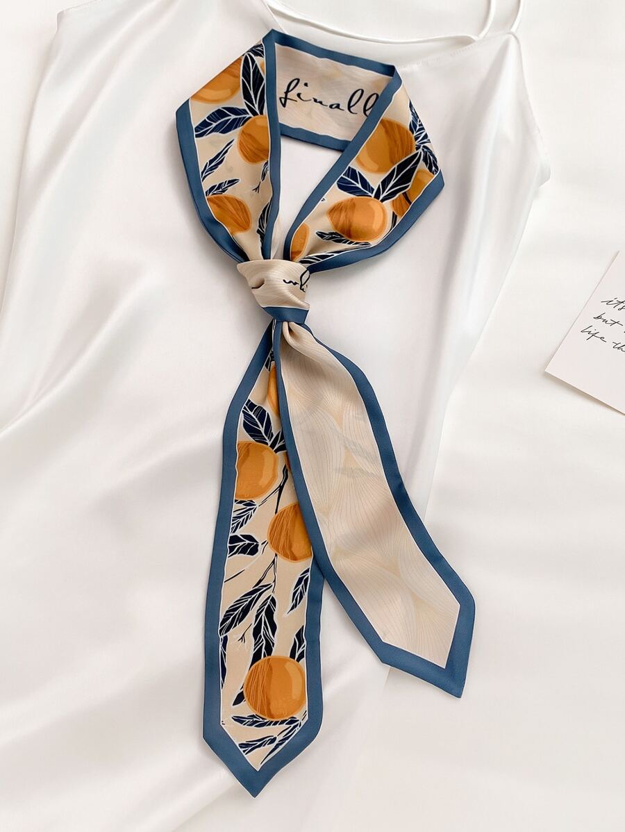 Chiffon Floral Print Skinny Scarf | Made To Order