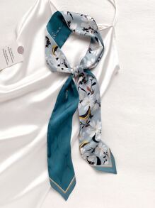 Floral Print Skinny Scarf - Multicolor - View 4