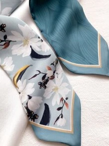 Floral Print Skinny Scarf - Multicolor - View 5