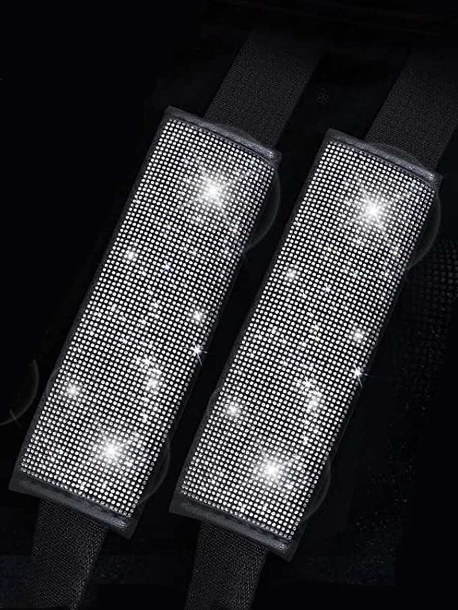 2入組水鑽裝飾汽車安全帶套 - 彩色 - 查看 1