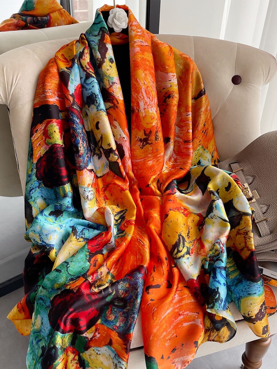 Floral Pattern Scarf - Multicolor - View 1