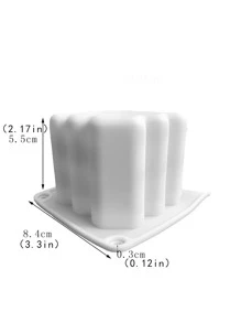 1pc Heart & Cube Shaped Candle Silicone Mold, White Silicone Cube Candle Mold For DIY - White - View 3