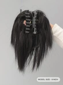 Short Straight Synthetic Hair Updo - Black - View 2