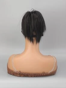 Short Straight Synthetic Hair Updo - Black - View 3