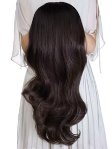 24Inch Synthetic Wavy 3/4 Half Wig Long Hair Extensions Ombre Blonde Capless Wigs Hair Clips Extension For Women 210g - Black - View 6