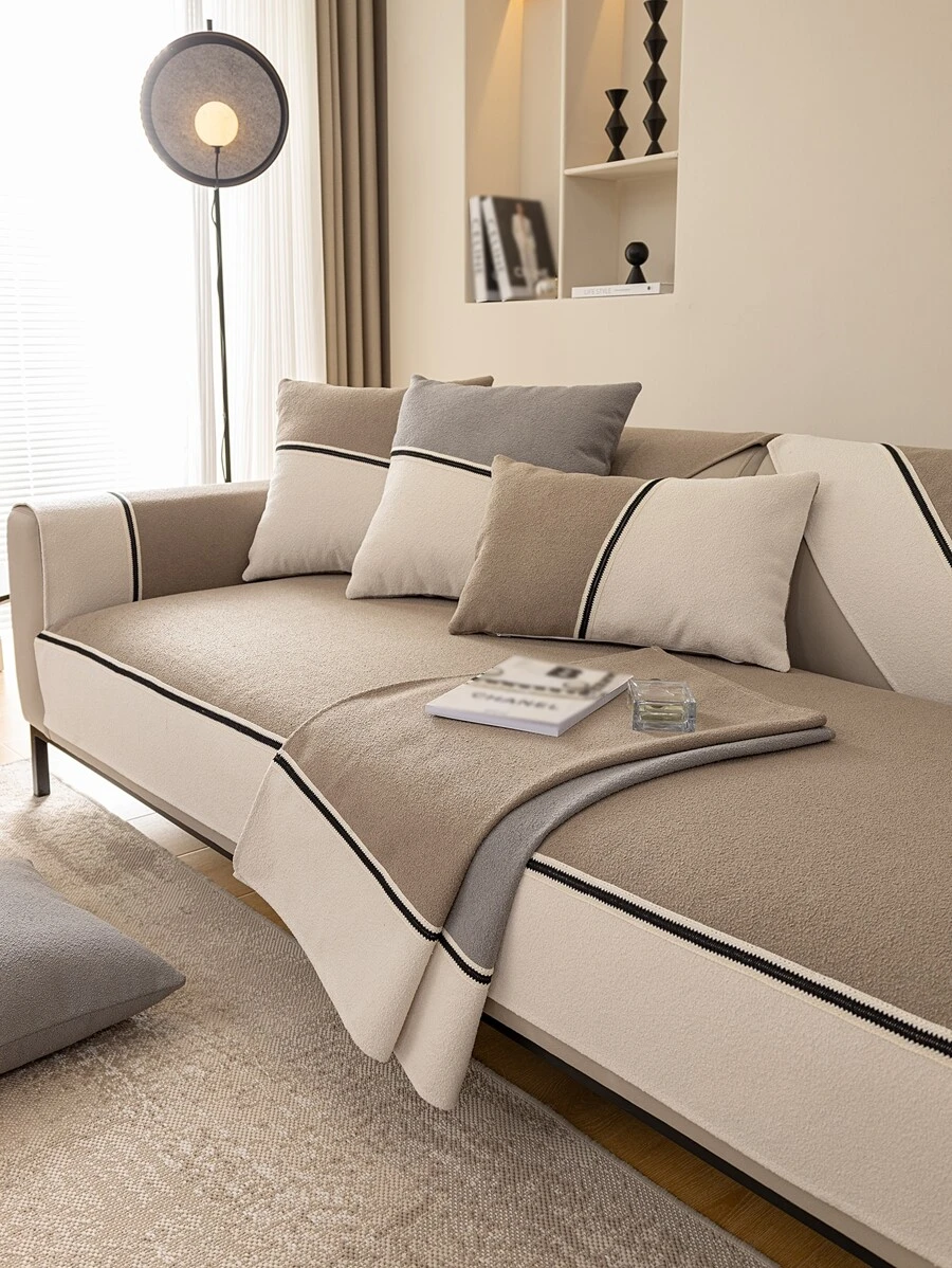 1 peça Cobertor de sofá poliéster sofá moderno padrão listrado anti derrapante para