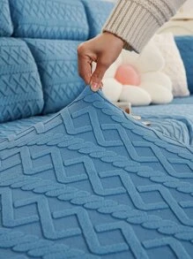 1入組滌綸沙發坐墊極簡幾何樣式提花彈性沙發墊套 - 藍色 - 查看 2