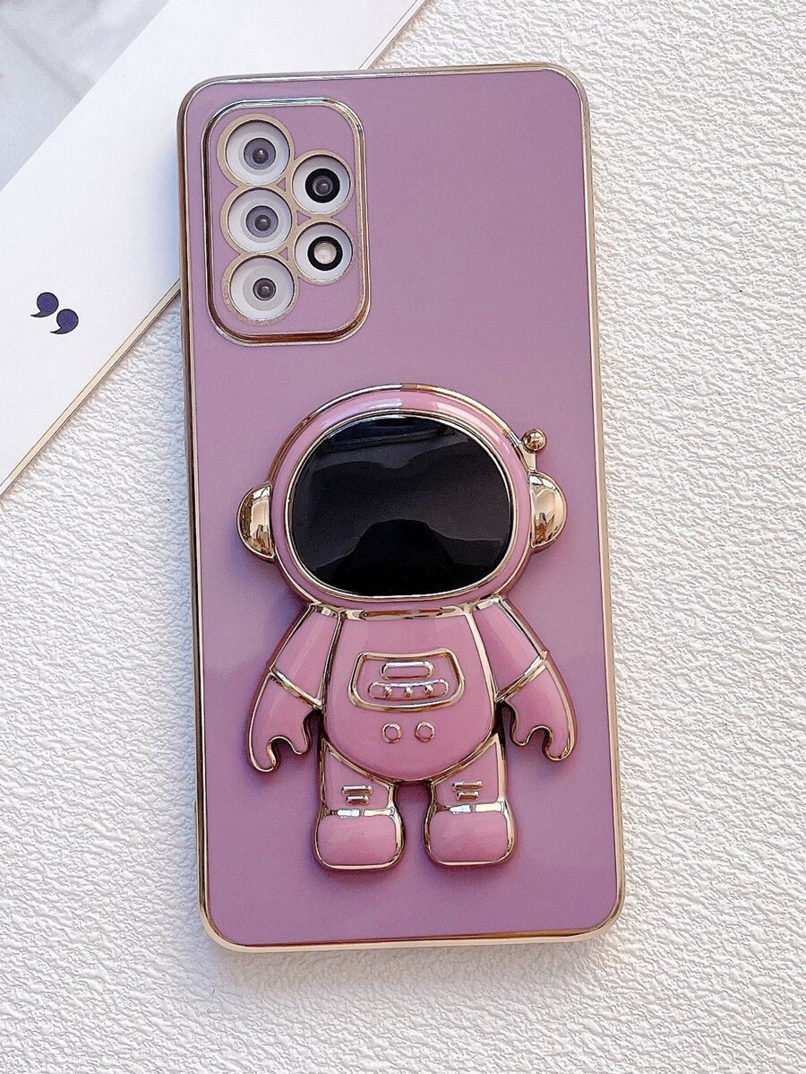 Plating Phone Case With Astronaut Design Holder,International Version, Not The Domestic Version - Purple - View 1