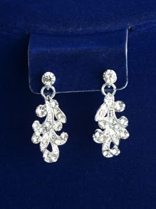 Royal Rhinestone Decor Bridal Headband & 3pcs Jewelry Set Tiaras Valentine's Day Accessories - Silver - View 4