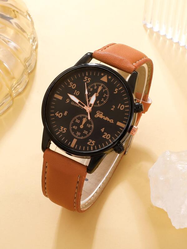 4pcs Set New Men Watch Luxury Bracelet Set Fashion Business Brown ...