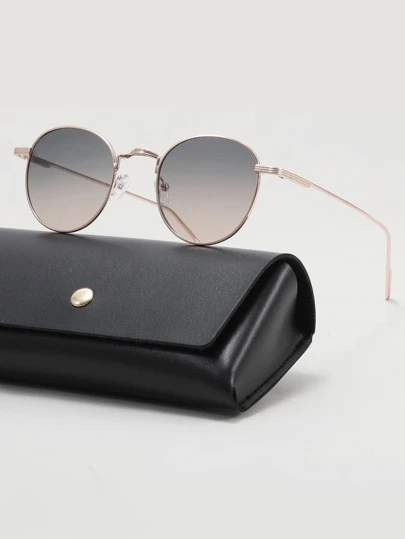 男士圓框漸層鏡片時尚眼鏡復古