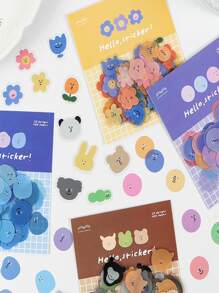 100入組卡通圖案隨機貼紙 - 彩色 - 查看 1