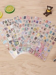 6 trang tính Hình dán chữ & số ngẫu nhiên - Nhiều màu - Xem 2