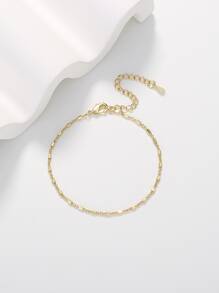 1 Vòng tay chuỗi vuông hình học thời trang cao cấp, Vòng đeo tay chuỗi vuông nhỏ có thể điều chỉnh, Thích hợp cho phụ nữ đeo hàng ngày và đi lại, Món quà ngày lễ tốt nhất cho các cô gái - Vàng - Xem 2