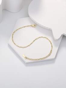 1 Vòng tay chuỗi vuông hình học thời trang cao cấp, Vòng đeo tay chuỗi vuông nhỏ có thể điều chỉnh, Thích hợp cho phụ nữ đeo hàng ngày và đi lại, Món quà ngày lễ tốt nhất cho các cô gái - Vàng - Xem 3