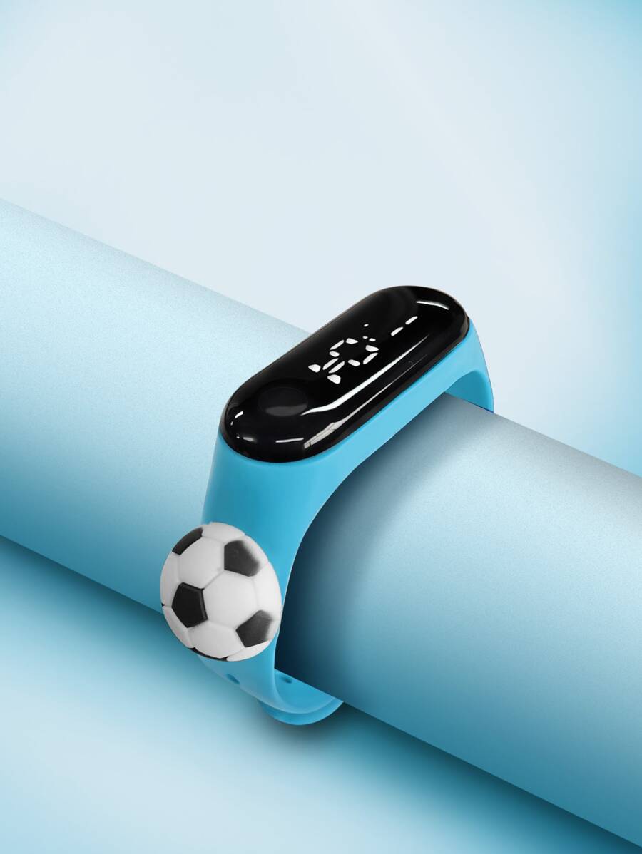 Kids Soccer Decor Oval Electronic Watch