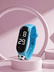 Kids Soccer Decor Oval Electronic Watch