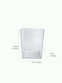 1pc Acrylic Pen Holder, Transparent Makeup Brush Storage Box, Desktop Multifunctional Clear Stationery Storage Box For Office, Organizer Stuff Supplies - Clear - View 3