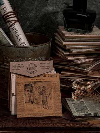 60張復古報紙設計隨機材料紙