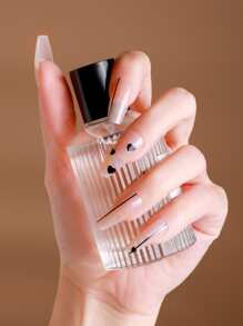 24 piezas largo ataúd con corazón & con patrón de línea Uña postiza & 1 pieza lima de uñas & 1 hoja cinta - Multicolor - Ver 1