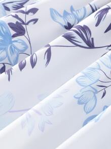 女孩印花打褶泡泡袖繫腰帶連衣裙 - 白色 - 查看 6