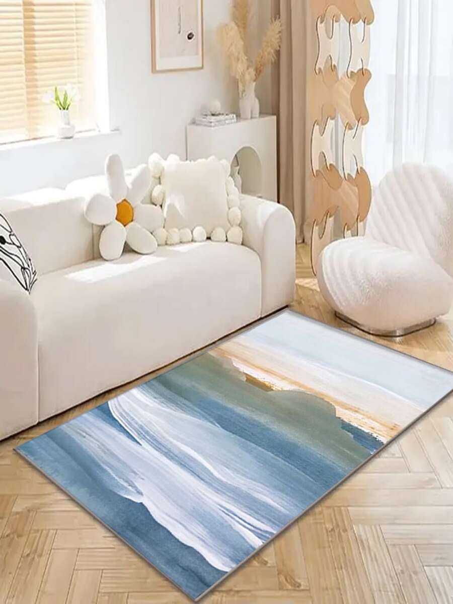 1 pieza Alfombra con estampado de pincelada moderno poliéster para casa