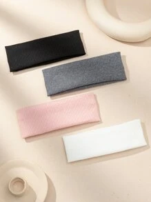 4 dây buộc tóc trơn cho ngày thường khi trở lại trường, băng đô tập thể dục, băng đô turban, băng đô thấm mồ hôi, đồ dùng học tập, đại học, băng đô, phụ kiện tóc thu đông cho phụ nữ khi đi nghỉ, khăn quàng cổ thanh lịch cho phụ nữ, khăn bandana mềm mại quấn đầu - Nhiều màu - Xem 3