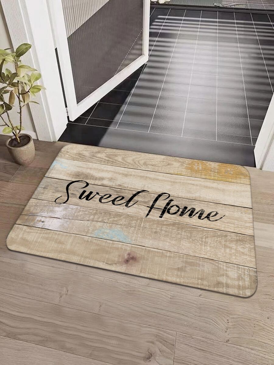1 Gỗ & Chữ Đồ Họa Thảm Cửa Hàng Ngày Polyester Chống Trơn Trượt Thấm Hút Trong Nhà Ngoài Trời Thảm Cho Gia Đình - Nhiều màu - Xem 1