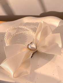 心和蝴蝶結裝飾串珠髮圈