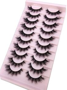 10 Pairs Criss-Cross Dense Natural Faux 3D Mink Lashes, Long Lash Extensions For Everyday Wear - Black - View 6