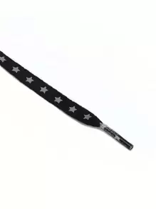 1pair Reflective Star Pattern Shoelaces, Polyester Fashionable Accessories For Sneakers - Black - View 2