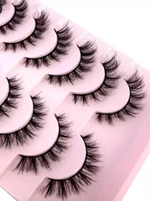 10 对 3D 仿貂皮戏剧卷睫毛，浓密纤长自然貂皮假睫毛套装条状睫毛、睫毛、睫毛、假睫毛 - 黑色 - 查看 7