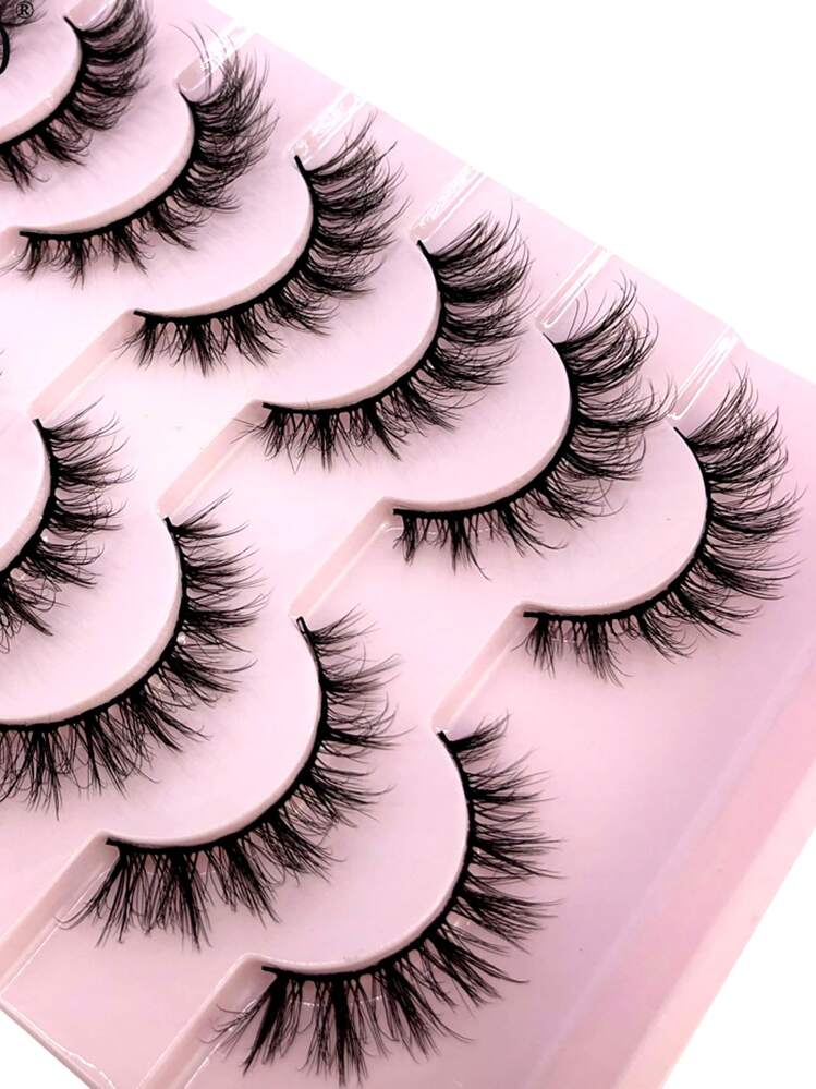 10 对 3D 仿貂皮戏剧卷睫毛，浓密纤长自然貂皮假睫毛套装条状睫毛、睫毛、睫毛、假睫毛 - 黑色 - 查看 7