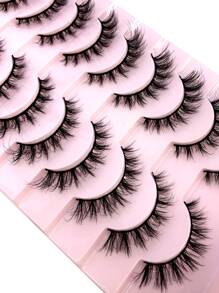 10 对 3D 仿貂皮戏剧卷睫毛，浓密纤长自然貂皮假睫毛套装条状睫毛、睫毛、睫毛、假睫毛 - 黑色 - 查看 8