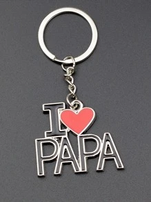 Hombres Llavero con letra & con accesorio de corazón - Negro - Ver 2