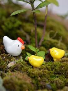 1套小雞形狀藝術擺件,卡通動物形狀花園雕像適用於戶外