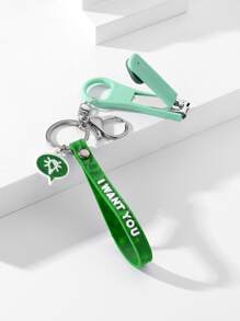 Cartoon Avocado Decor Nail Clippers Charm Keychain - Multicolor - View 2