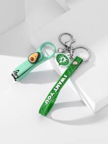 Cartoon Avocado Decor Nail Clippers Charm Keychain - Multicolor - View 4