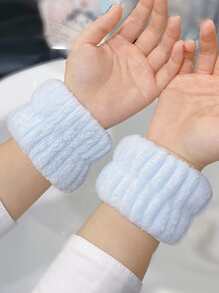 2 piezas Correa para la muñeca unicolor de peluche con lavado - Azul - Ver 2