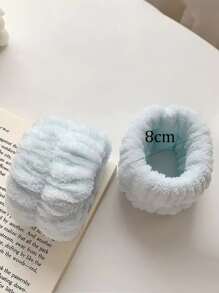 2 piezas Correa para la muñeca unicolor de peluche con lavado - Azul - Ver 3