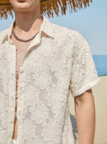 SWAVVY 1件鬆身純色扣前衣 - 杏色 - 查看 5