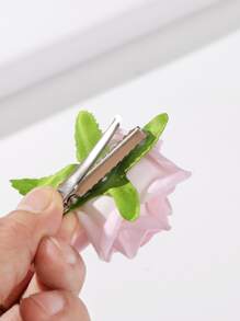 2 件花朵装饰发夹波西米亚风情人节情人夏季爪夹发夹发夹，学校用品 - 粉色 - 查看 5