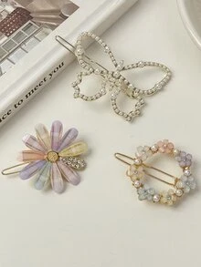 3pcs Flower & Butterfly Decor Hair Clip - Multicolor - View 2