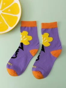 Calcetines de tripulación con estampado floral con letra - Multicolor - Ver 4