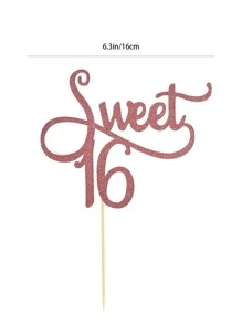 1pc Glitter 16th Birthday Cake Topper - Rose Gold - View 3