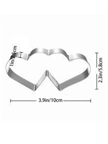 1 Molde Doble Con Forma De Corazón, Cortador De Galletas De Acero Inoxidable Plateado Para Hornear - Plateado - Ver 3